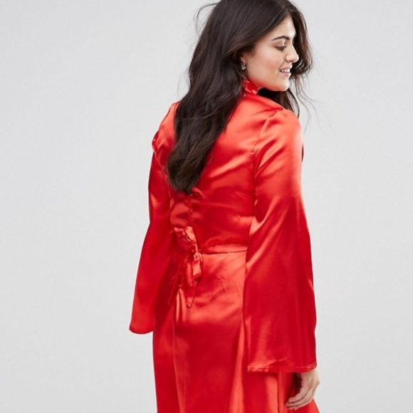 ⛄3x HP⛄NWT ASOS Curve Club L Satin Skater Dress - Picture 2 of 5